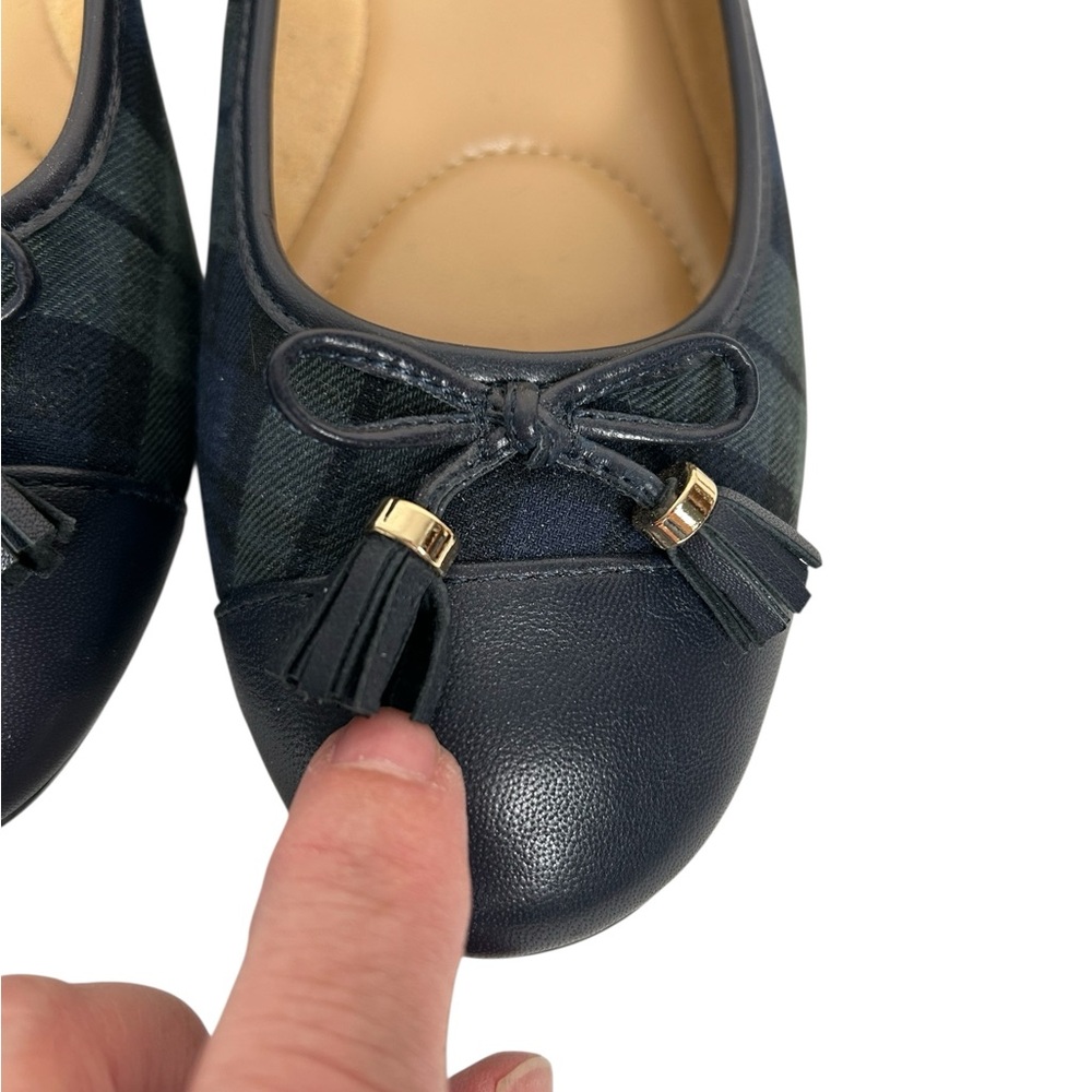 Talbots Women's Penelope Black Watch Navy/Green Plaid Tassel Ballet Flats Sz 7 - Picture 3 of 11